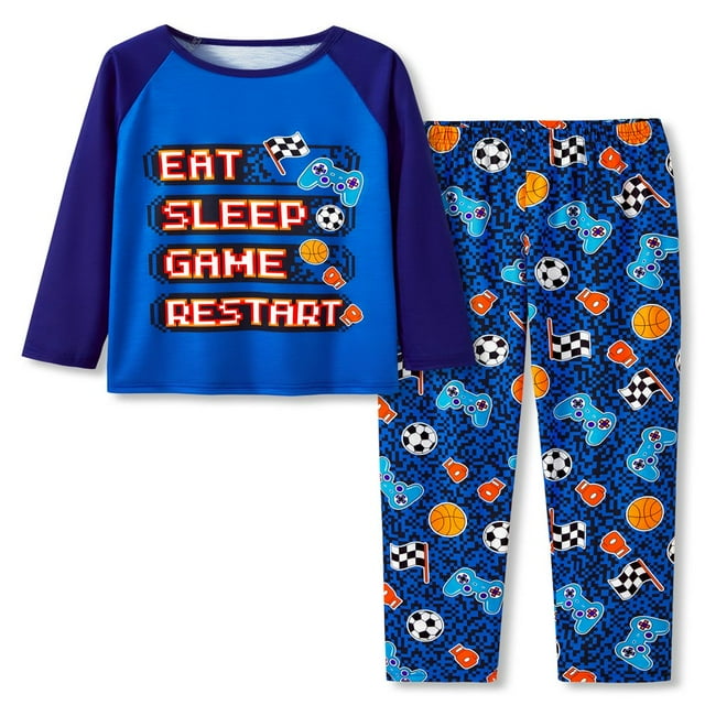 Pyjama 2 Pcs pour Petits et Grands Garçons Jaune Gamer Manches Longues & Pantalon Ensemble de Pyjama Taille 8