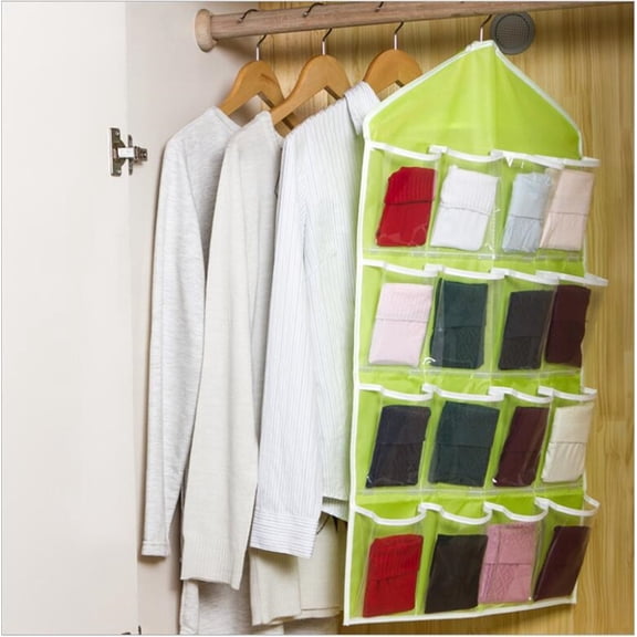 16-Pocket Over the Door Hanging Organizer, Clear Shoe Rack Storage Bag for Closet, Underwear, Bras, Accessories, Kids Toys & Small Items