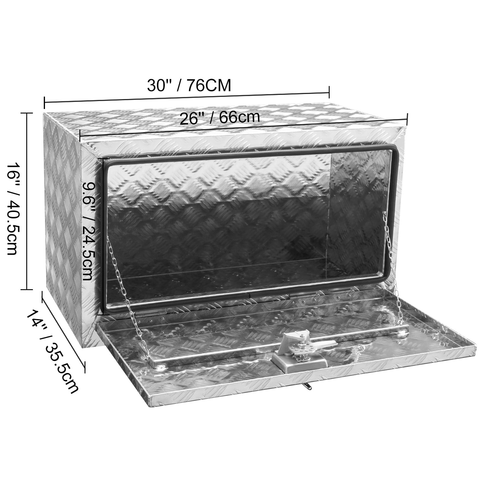 KFFKFF Underbody Aluminum Truck Tool Box 30" x 14" x 16" Trailer RV Tool Storage