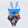 thumbnail image 5 of EWASWON Tropical Print Monokini Swimsuit for Women, Cross-Back Adjustable Straps, Removable Pads and UPF Protection,Blue,Size S, 5 of 8