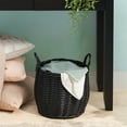 thumbnail image 2 of Lucius Round Resin Woven Wicker Basket with Handles - 13" x 13" x 13" - Black - For Clothes, Towels, Toys, Magazines Storage and Home Decoration, 2 of 6