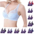 thumbnail image 2 of Gswybco 3PC Seamless Bras for Women Plus Size Lace Underwear Solid Color Everyday Brassiere Breathable Full Coverage Wireless Bras, 2 of 5