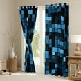 thumbnail image 3 of Manfei Chic Cyan Geometric Black Out Curtains, Modern Square Abstract Curtains Pack of 2 (42x63 Each), Teens Boys Girls Kids Bedroom Curtains, Black Out Curtains Home Decor, 3 of 6