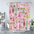 thumbnail image 3 of Christmas Shower Curtain Cookies House Cute Xmas Tree Winter Holiday Happy New Year Fabric Decor for Bath Curtain with Hook, 3 of 4