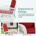 thumbnail image 4 of MEETWARM Patio Wicker Rocking Glider Set, All-Weather Outdoor Rattan Patio Rocking Chairs of 2, Patio Conversation Set with Thickened Cushions for Porch Garden & Backyard, White Wicker/Red, 4 of 7