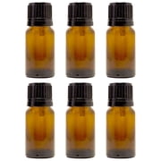Amber Glass Bottle - 10 ml (1/3 fl oz) w/ Euro Dropper & Tamper-Evident Cap - Pack of 6