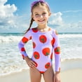 thumbnail image 2 of REDARER Girls Long Sleeve One Piece Swimsuit with Tomato Print UPF 50+ Sun Protection Swimwear for Summer Beach & Surfing,6-7 Years, 2 of 9