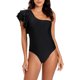 thumbnail image 1 of Traje de baño de mujer Color sólido cómodo Traje de baño de una pieza de un hombro Peplum Conservador ajustado OAVQHLG3B Store lin121212, 1 of 3