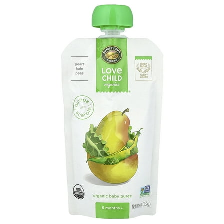 Love Child Organics Nature's Path, Organic Baby Puree, 6 Months , Pears, Kale, Peas, 4 oz (113 g)