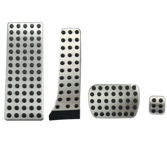 4 Pcs Accelerator Pedal and Brake Pedal Cover Set for MercedesBenz W203 Metal Rubber Silver Tone Black