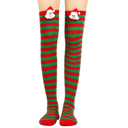 

jsaierl Women Christmas Long Tube Knee Socks Striped Garter Cute Accessories Christmas Party