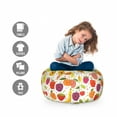 thumbnail image 2 of Fruits Storage Toy Bag Chair, Smiling Banana Funny Mulberry Happy Apricot Peach Hearts Lemons Theme, Stuffed Animal Organizer Washable Bag, Large Size, Multicolor, by Ambesonne, 2 of 3