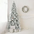 thumbnail image 2 of 7.5 FT Flocked PE/PVC Christmas Tree with 40 Natural Pine Cones – 1424 Tips, Space-Saving Design, Hinged Branches, Stable Metal Stand, Realistic Snowy Look, 2 of 4