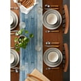 thumbnail image 2 of Blue Farmhouse Table Runner 36 Inches, Vintage Wooden Country Bed Runner Dresser Scarves Tabletop for Indoor Outdoor Parties/Ceremony/Banquet, 13"x 36", 2 of 8