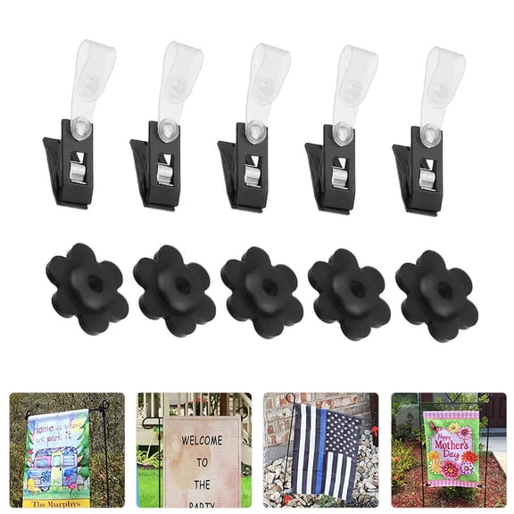 MLINS 1 Set of 10 Garden Flag Stoppers and Clips for Anti wind Lawn Flagpole Stabilization