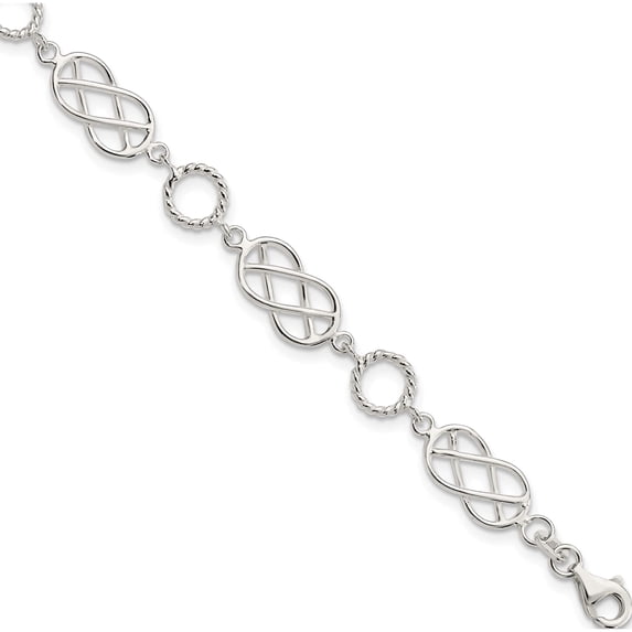 Sterling Silver Pretzel Circle Bracelet (7.25 X 8) Made In India qg3026-7.25