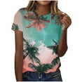 thumbnail image 1 of Tops de Ajuste Suelto para las Mujeres Sudadera Casual Impresa Manga Corta Cuello Redondo Superior, Poliéster, 1 of 4