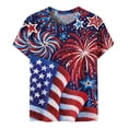 thumbnail image 2 of Patlollav Womens Plus Size Clearance Women Summer Casual Crewneck Short Sleeve T-Shirt Flag Print Fit Basic Tops, 2 of 6