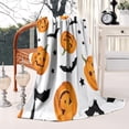 thumbnail image 2 of Halloween Pumpkin Bat Pattern Blanket,Comfortable Soft Flannel Throw Blanket,All Season,Warm Lightweight Blankets for Sofa Bed Couch Living Room Chair,50"x60", 2 of 4