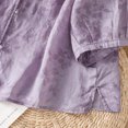 thumbnail image 6 of Enjoytime 3/4 Length Sleeve Womens Tops Imitation Linen Embroidered Button Down Blouses Solid Color 3/4 Sleeve Casual Business Work Shirt, 6 of 8