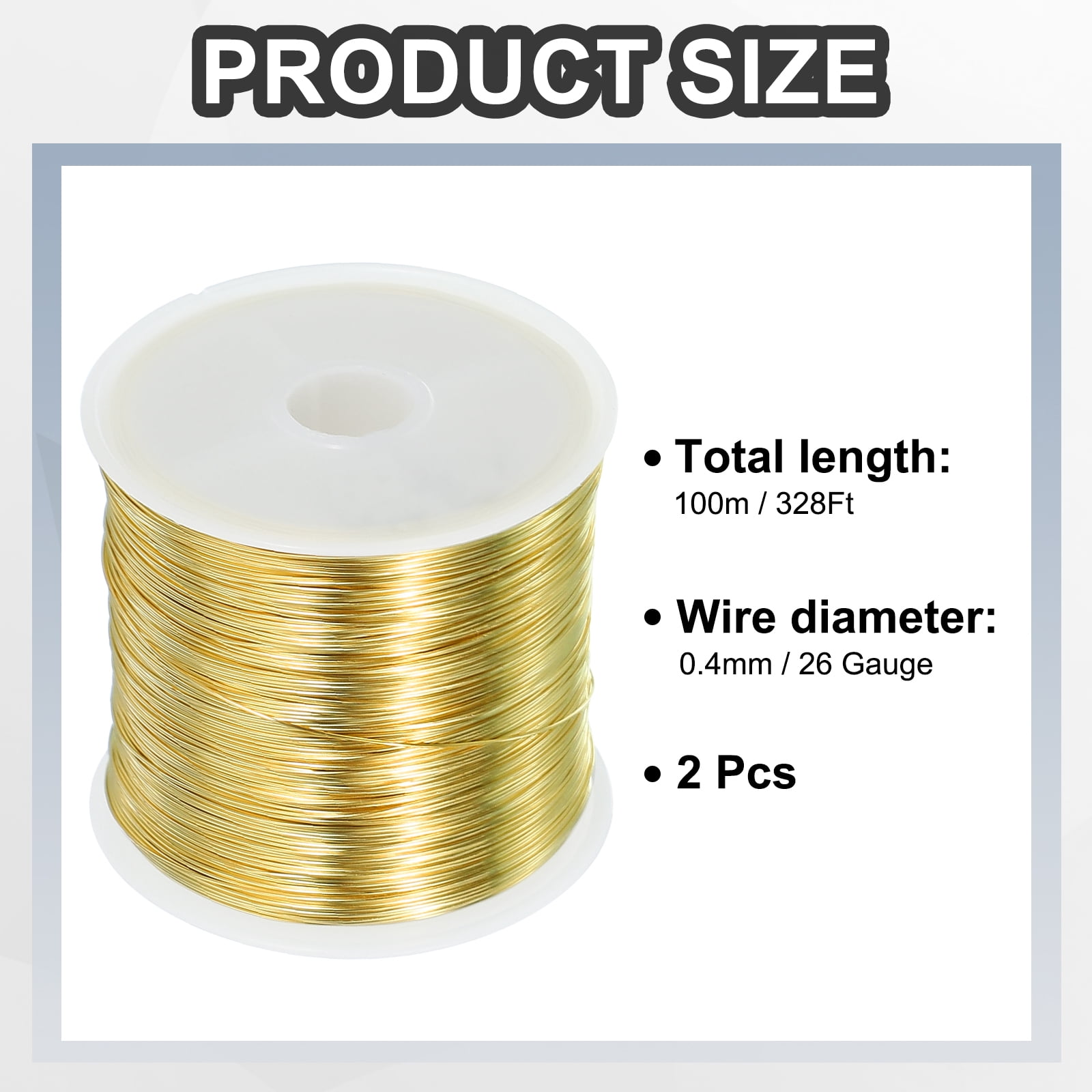Uxcell Jewelry Wire Beading Wire for Jewelry Making Bare Copper Craft Beading Wire for Necklace Bracelet Beading Gold 100M/0.4mm