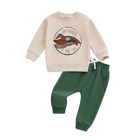 Kids Toddler Baby Boys Duck Hunter Clothes Mallard Duck Sweatshirt Pullover Solid Color Pant 6 12 18 Months 2T 3T Hunting Baby Outfit