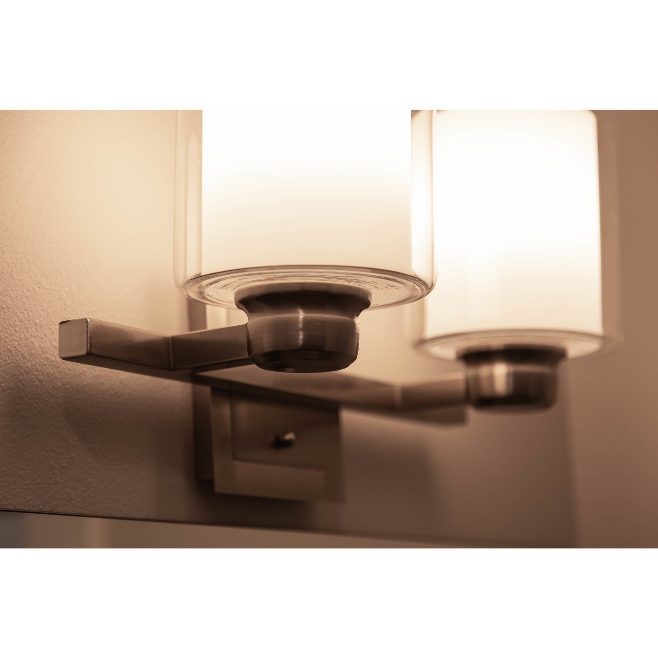 Design House Oslo Traditional 2-Light Indoor Dimmable Wall Light with Double Glass Shades, Satin Nickel