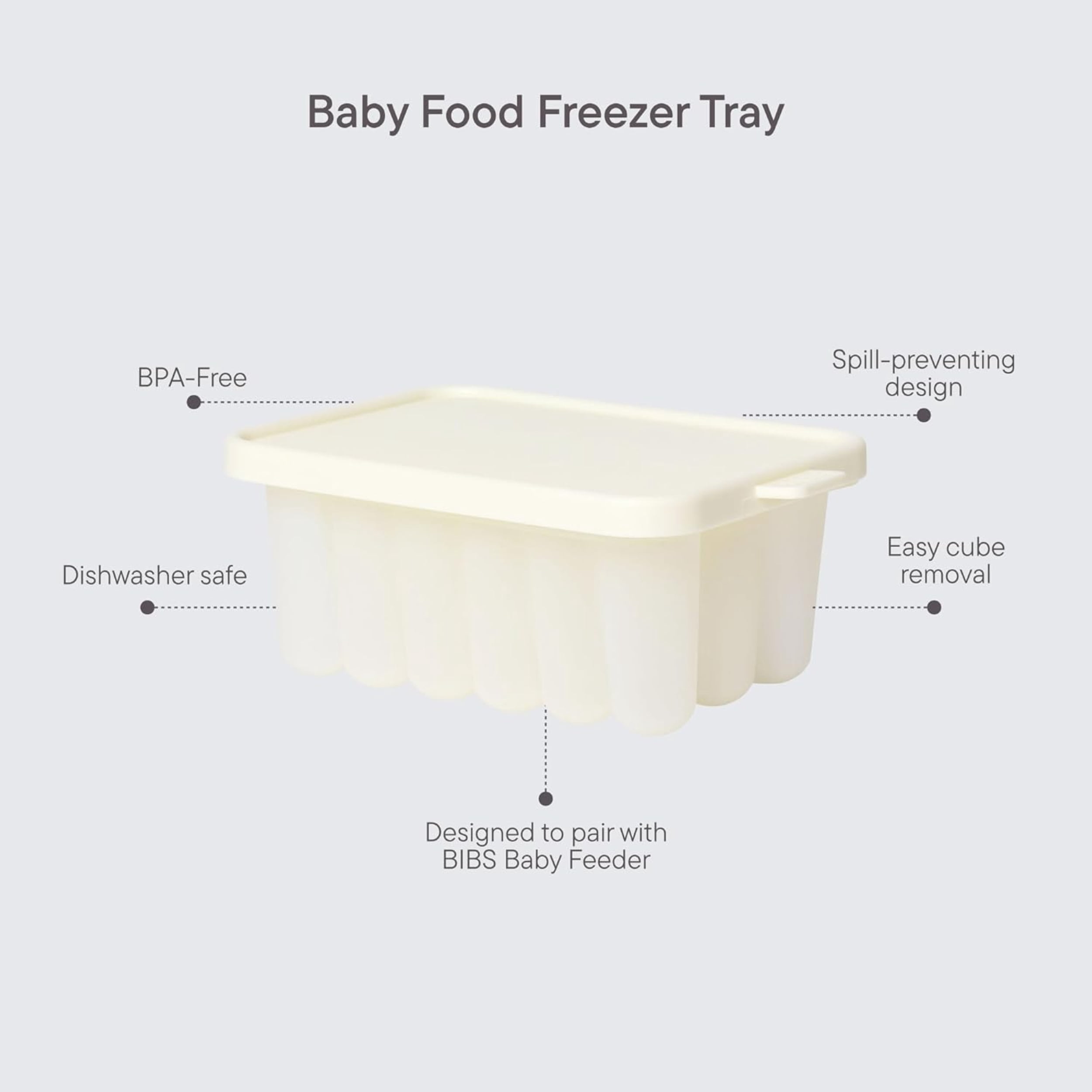 BIBS Infant Silicone Baby Food Freezer Tray, Ivory, 1 Piece