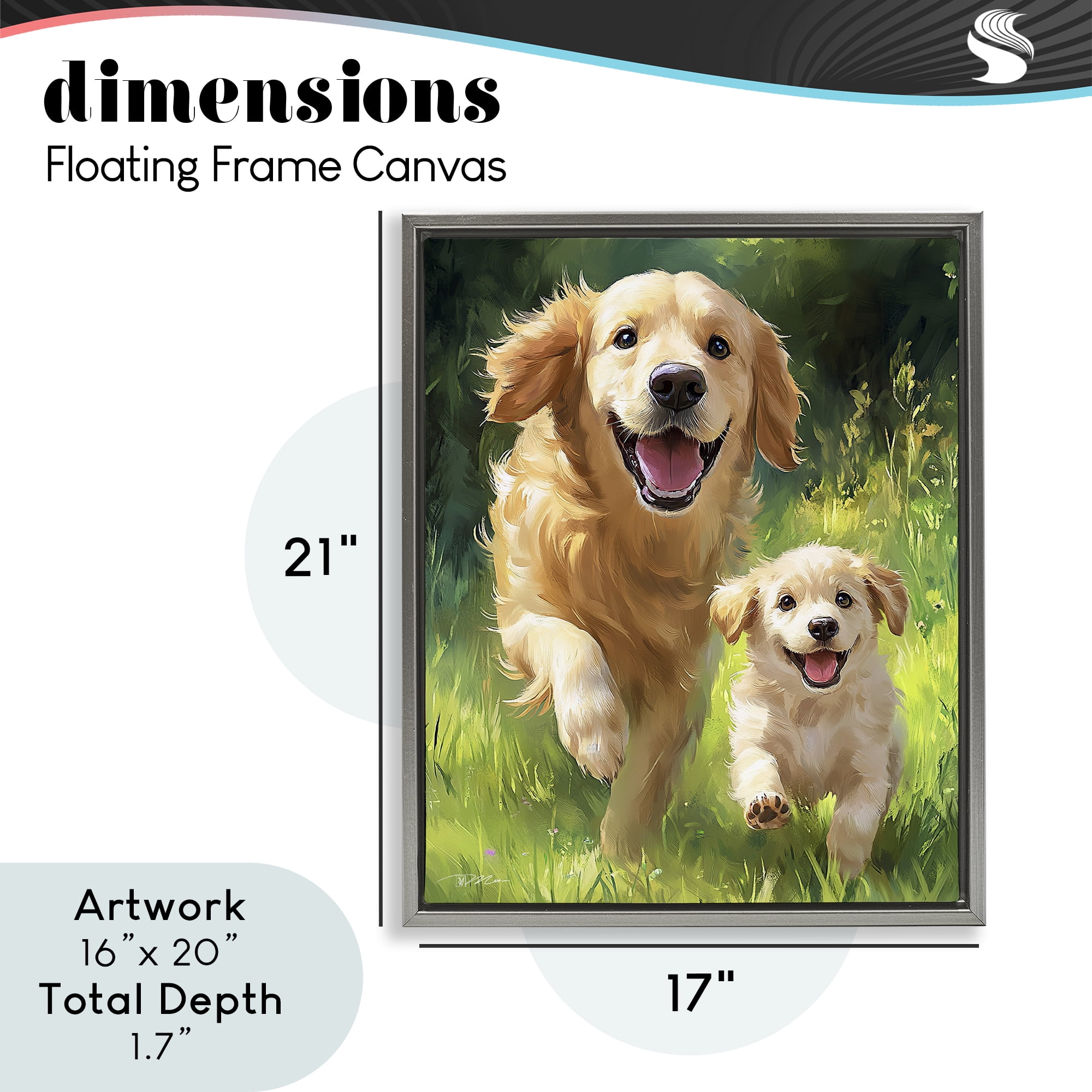 Father & Son Labrador Gray Framed Floater Canvas Wall Art, design by Momart