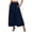 Navy, variant on Boho Maxi Skirt with Pintuck Hem, Elastic High Waist A-Line Long Skirt with Pockets, Casual Solid Color Summer Slacks