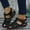 Black, variant on BONIXOOM Wedge Sandals for Women Clearance Fall Slip-On Wedge Casual Fashion Womens Shoes Brown Size 6