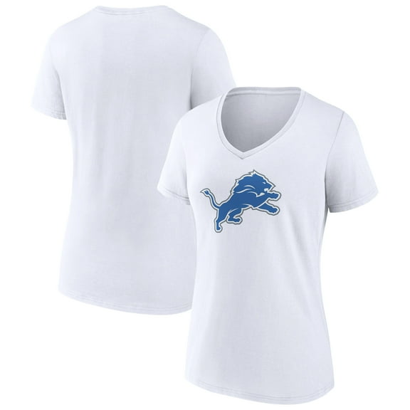 Women's White Detroit Lions Primary Logo V-Neck T-Shirt