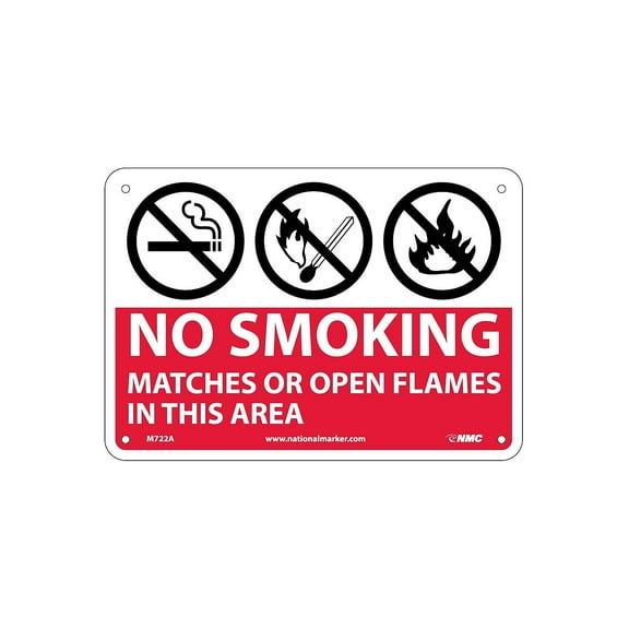 National Marker Notice Signs; No Smoking Matches Or Open Flames In This Area Graphics 7X10 .040