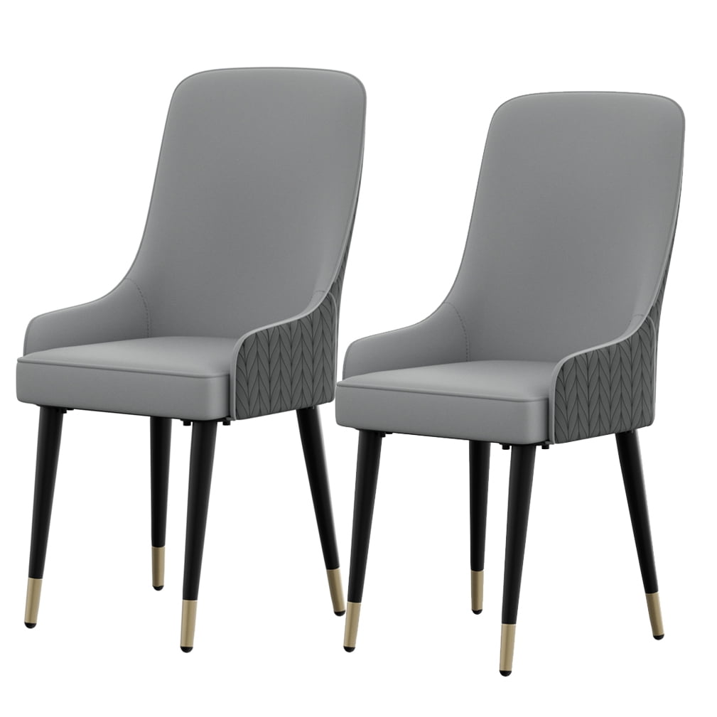 Wisfor Set of 2 Microfiber Leather Dining Chairs Soft Upholstered Kitchen Chairs Seat,Grey Colour