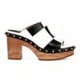 thumbnail image 2 of XYD Women Clog Mules Open Toe Multicolor Patchwork Platform Block Heels Rivets Studs Slip-ons Retro Shoes Size 5 Black White, 2 of 4
