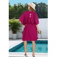 thumbnail image 4 of HAPPY BAY Women's Summer Loungewear Solid Casual Relaxed Caftan Knee Length Cover Up Dresses for Women 2X-3X Magenta, Floral, 4 of 5
