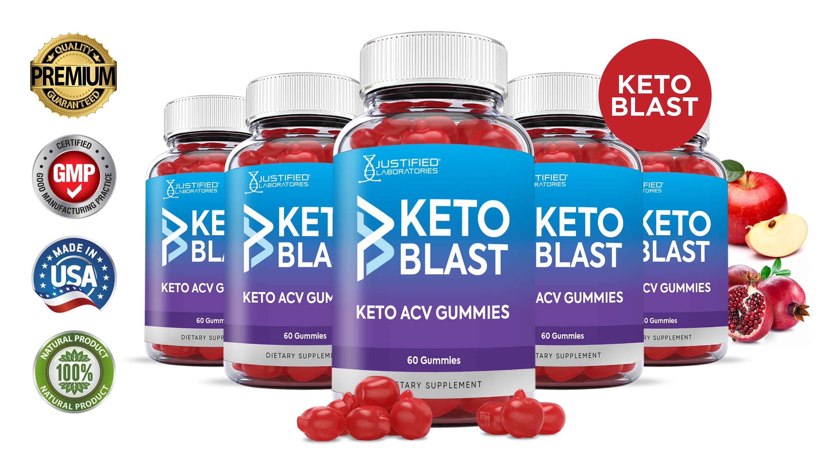 (5 Pack) Keto Blast Gummies 1000MG ACV with Pomegranate Juice Beet Root