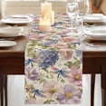 thumbnail image 3 of Table Runners 70 Inches Long Dress Scarves, Vintage Flowers Farmhouse Coffee/Dining/Kitchen Table Decor, Holiday Table Runner, Spring Watercolor Floral Dragonflies Beige 13x70 Inch, 3 of 9