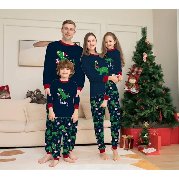 Conjunto de pijamas de algodón negro para niños, ropa de casa de dibujos animados, Papá Noel de Navidad, trajes de bebé para niños pequeños