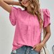 thumbnail image 3 of Blusa jacquard con mangas de pétalos Manga corta Cuello redondo Blusa con mangas de pétalos de color liso Top, 3 of 8