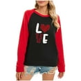 thumbnail image 4 of VALMASS Chandails Surdimensionnés de la Saint-Valentin pour Femmes Manches Raglan Col Rond Hauts Décontractés Amples Imprimés Chandail Blouses (TG, Noir-A), 4 of 4