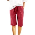 thumbnail image 2 of Babysbule Women Shorts Women's Summer Print Five Points Large Size Cotton Linen Pants Casual Pants Shorts, 2 of 6