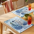 thumbnail image 4 of Blue Coastal Fish Placemats Set of 8 Summer Ocean Flower Stripe Coral Place Mats Indoor Wipeable Table Mats Washable Cloth Dining Table Placemats for Kitchen Holiday Party Home Decor 13x19 Inch, 4 of 9