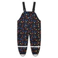 thumbnail image 3 of Wuxian Girls Rain Suit Waterproof Rain Bib Pants, Boys Girls Rain Pants Cartoon Rain Trousers Lightweight Waterproof Coverall,Black,3-4 Years, 3 of 6