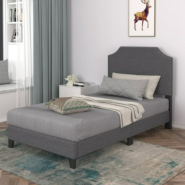 Twin Bed Frame With Headboard Segmart, Gray Wood Twin Bed Frame