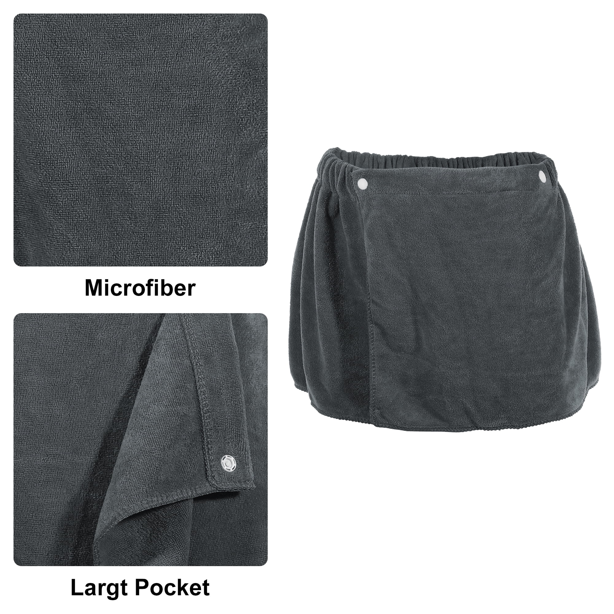 Unique Bargains 2 Pcs Men's Bath Wrap Towel Body Wrap for Shower Spa Adjustable Robes Gray 30x140cm