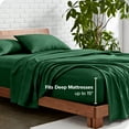 thumbnail image 2 of Bare Home Premium 1800 Collection Ensemble de Draps 4 Pcs, Très Grand Californien, Vert Forêt Chiné, 2 of 6