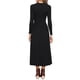 thumbnail image 3 of Vestido Maxi de Punto Acanalado INSPIRE CHIC para Mujer, Cintura Alta, Con Pliegues en la Parte Frontal, Manga Larga, Corte A, Talla S, Color Negro, 3 of 6