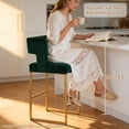 thumbnail image 6 of Lecut 26" H Counter Height Bar Stools Set of 4, Modern Velvet Bar Stools with Square Open Backrest and Gold Metal Frame, Kitchen Counter Stools for Island, Home Bar, Pub,Green+Gold, 6 of 9