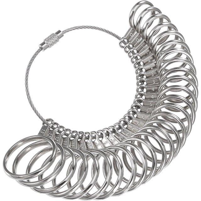 Mudder Medidores de anillo de acero inoxidable Medidor de dedo Herramienta de anillo de medición Tamaño 1-13 con medio tamaño 27 piezas